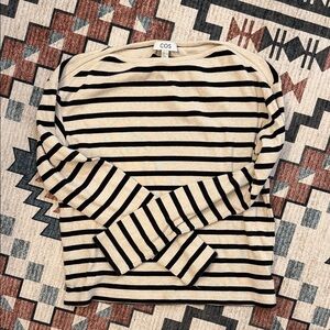 COS Black and Cream Striped Boatneck Sweater